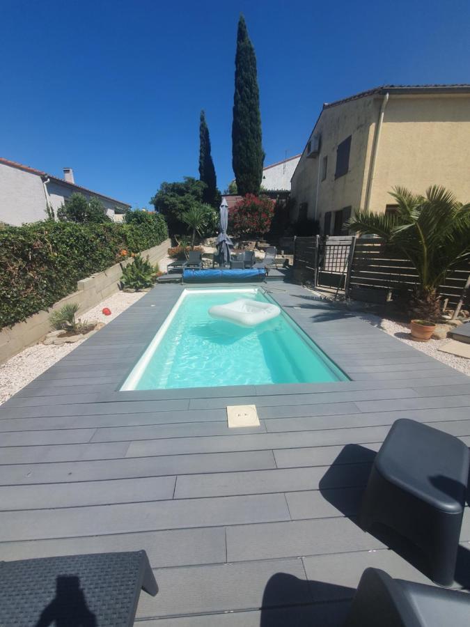 Appartement T2 en rez de jardin de maison, avec piscine privée, draps et serviettes de toilette non fournis à Argelès-sur-Mer Extérieur photo